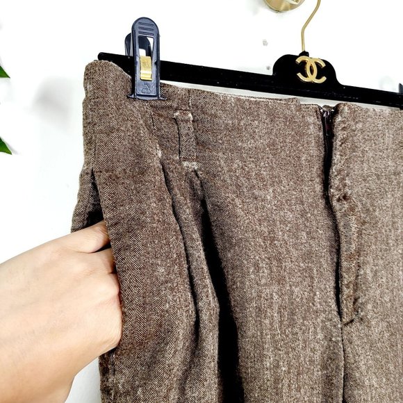ZARA WOMAN Brown Wool Blend Trouser Pants Small High Waisted Capris Work wear - Picture 4 of 10